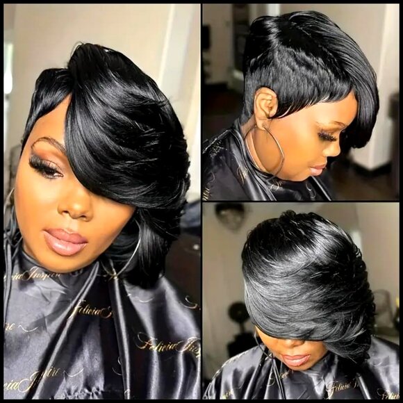 Short Layered Pixie Cut Human Hair Wig Glueless Elegant Thick Full main image 4